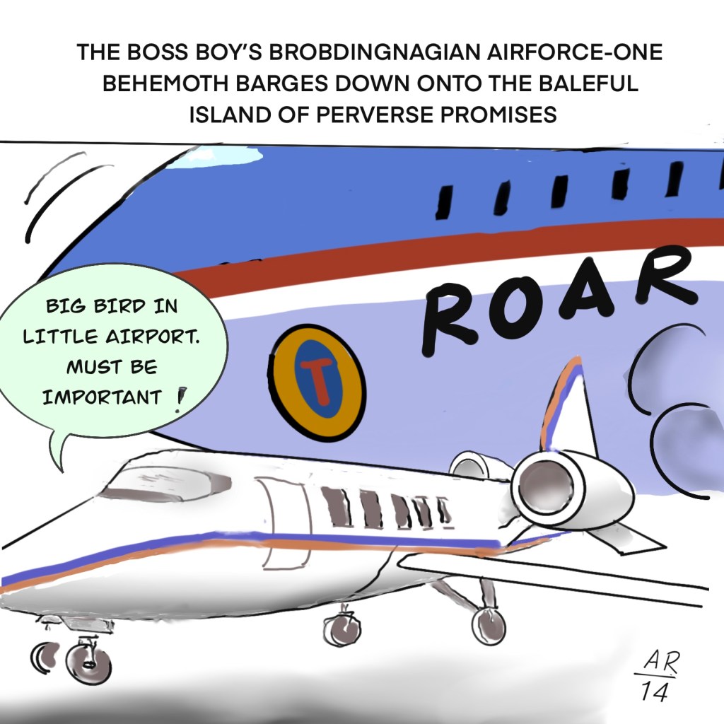 Air Force one lands on Epstein island